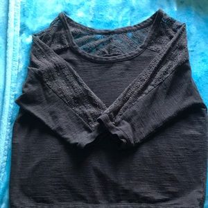 Black lace three quarter shirt